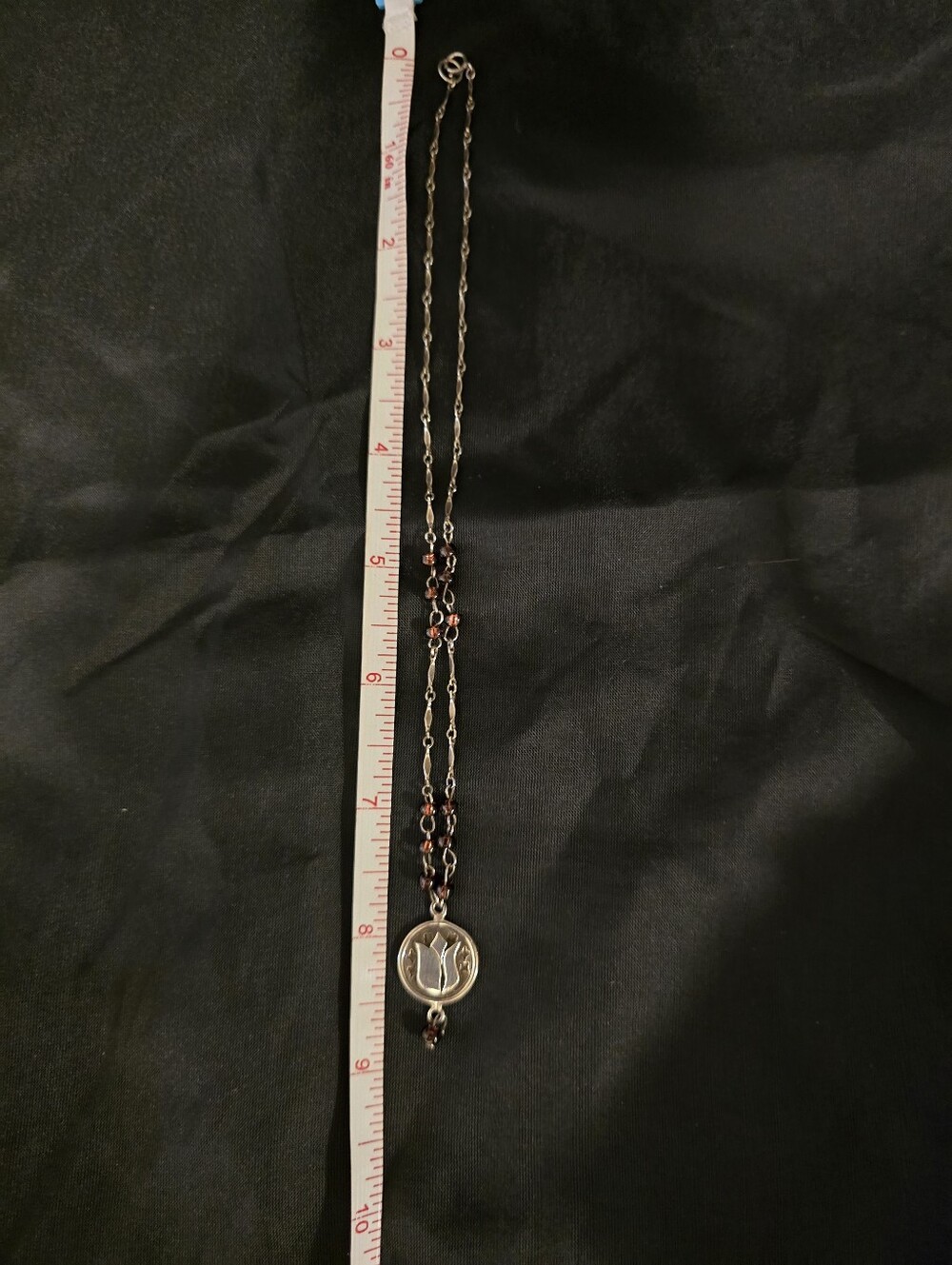 Art Nouveau Tulip Medallion Rosary Chain Necklace